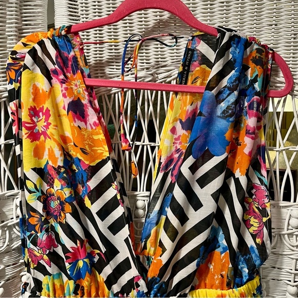 America & Beyond Sleeveless Sheer Maxi Dress Sz XL Tropical Beach CoverUp Flowy - Picture 5 of 16